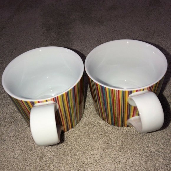 Starbucks 2008 Multi Colored Rainbow Stripe Coffee Mug Set‎ (2) - Picture 11 of 12